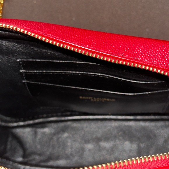 Yves Saint Laurent Red Crossbody Bag with Gold Chain - Picture 6 of 8